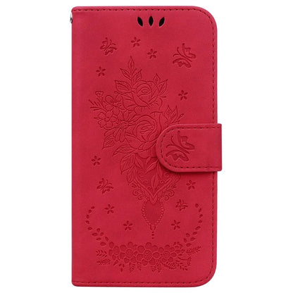 For Samsung Galaxy A55 5G Leather Case Rose Butterfly Imprinted Phone Cover