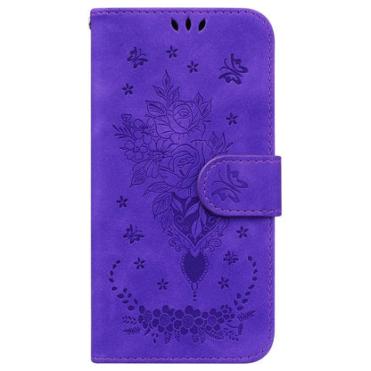 For Samsung Galaxy A55 5G Leather Case Rose Butterfly Imprinted Phone Cover