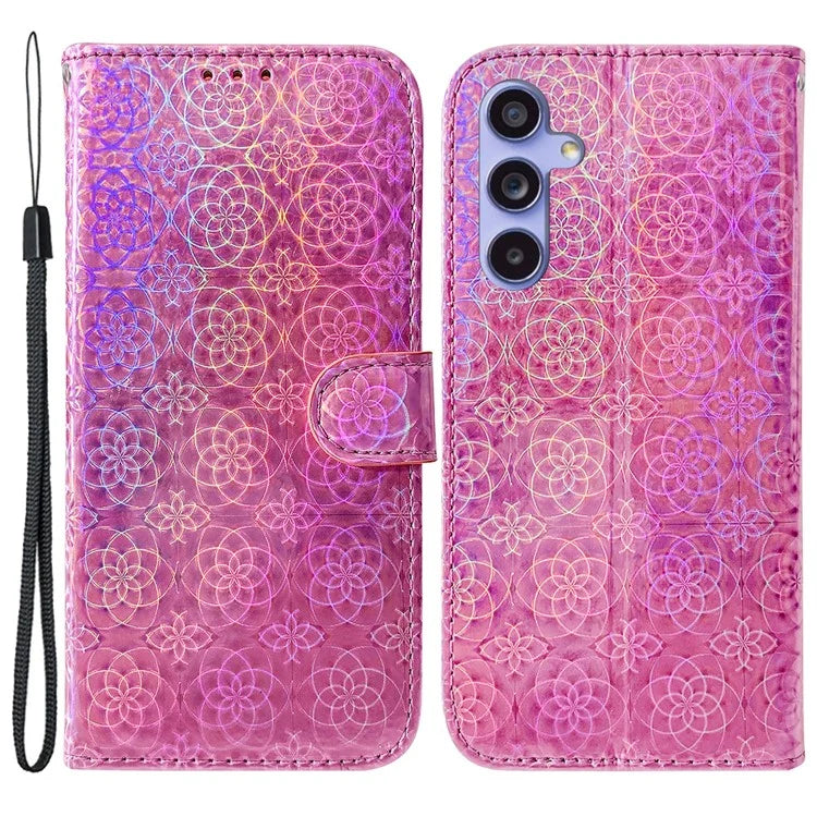 For Samsung Galaxy A35 5G Case Solid Color Dazzling Flower Phone Stand Cover