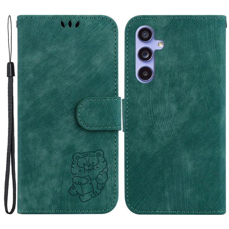 For Samsung Galaxy A55 5G Case Tiger Pattern Imprinted Phone Cover with Hand Strap
