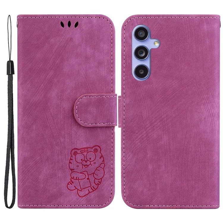 For Samsung Galaxy A35 5G Cell Phone Case Tiger Pattern Imprinted Card Holder Cover