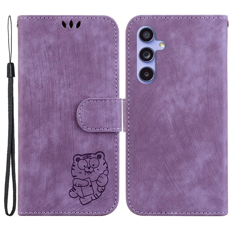 For Samsung Galaxy A35 5G Cell Phone Case Tiger Pattern Imprinted Card Holder Cover