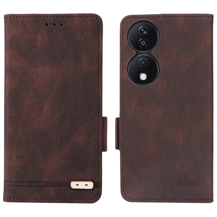 For Honor X7b 4G Phone Cover Magnetic Leather Hardware Decor Case