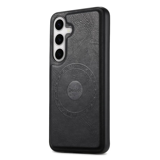 DENIOR For Samsung Galaxy S24 Cowhide Texture Phone Case Magnetic Leather Back Cover