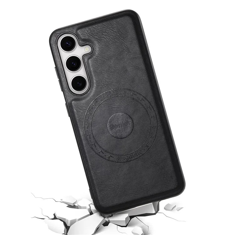 DENIOR For Samsung Galaxy S24 Cowhide Texture Phone Case Magnetic Leather Back Cover