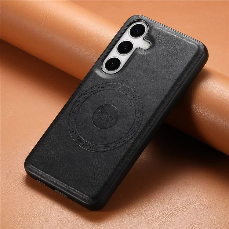DENIOR For Samsung Galaxy S24 Cowhide Texture Phone Case Magnetic Leather Back Cover