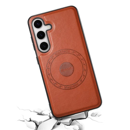 DENIOR For Samsung Galaxy S24 Cowhide Texture Phone Case Magnetic Leather Back Cover