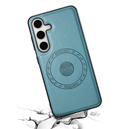 DENIOR For Samsung Galaxy S24 Cowhide Texture Phone Case Magnetic Leather Back Cover