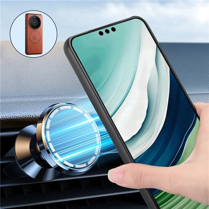 DENIOR For Huawei Mate 60 Pro / Mate 60 Pro+ Magnetic Case Cowhide Texture Phone Cover