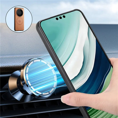 DENIOR For Huawei Mate 60 Pro / Mate 60 Pro+ Magnetic Case Cowhide Texture Phone Cover