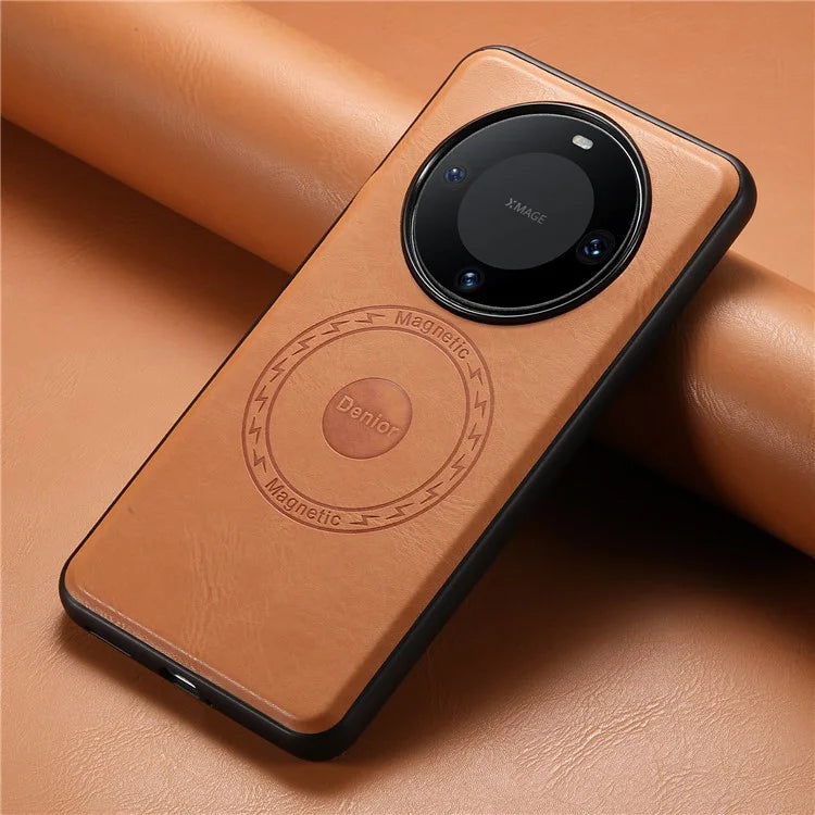 DENIOR For Huawei Mate 60 Pro / Mate 60 Pro+ Magnetic Case Cowhide Texture Phone Cover