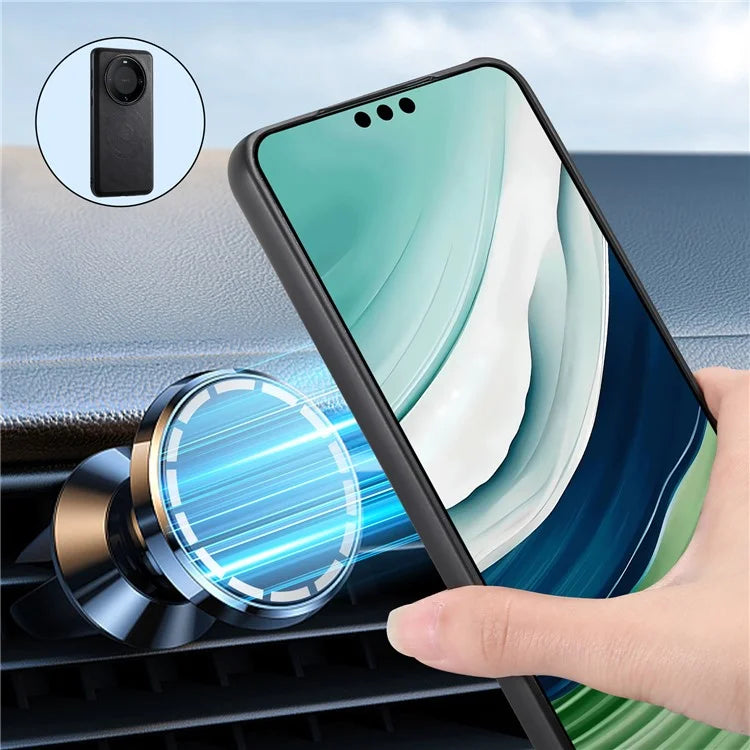 DENIOR For Huawei Mate 60 Pro / Mate 60 Pro+ Magnetic Case Cowhide Texture Phone Cover