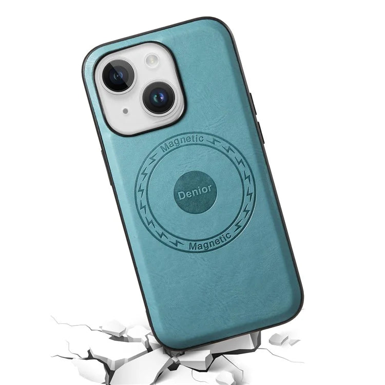 DENIOR For iPhone 15 Plus Magnetic Case Compatible with MagSafe Leather+PC+TPU Cover