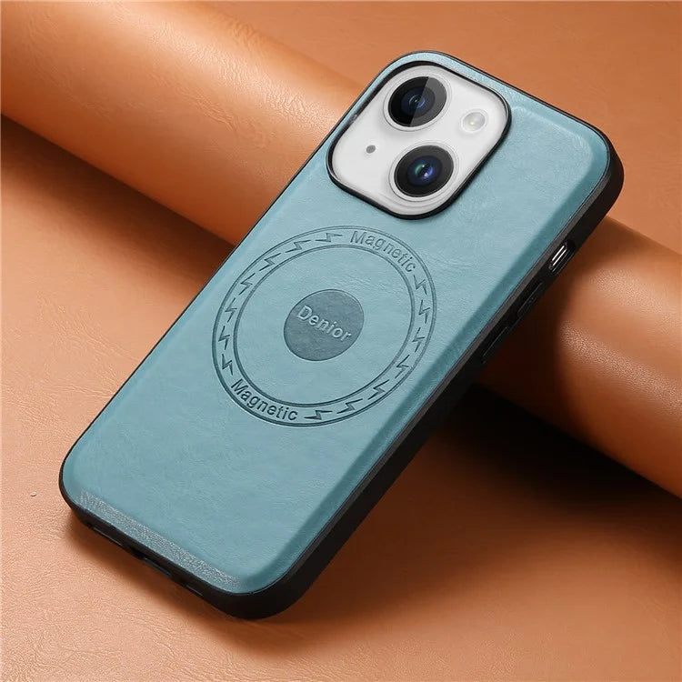 DENIOR For iPhone 15 Plus Magnetic Case Compatible with MagSafe Leather+PC+TPU Cover