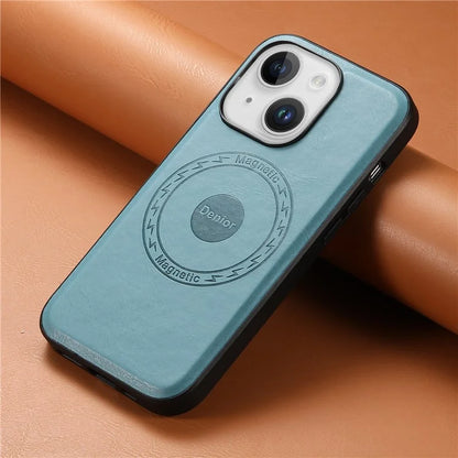 DENIOR For iPhone 15 Plus Magnetic Case Compatible with MagSafe Leather+PC+TPU Cover