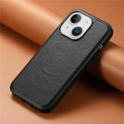 DENIOR For iPhone 15 Plus Magnetic Case Compatible with MagSafe Leather+PC+TPU Cover