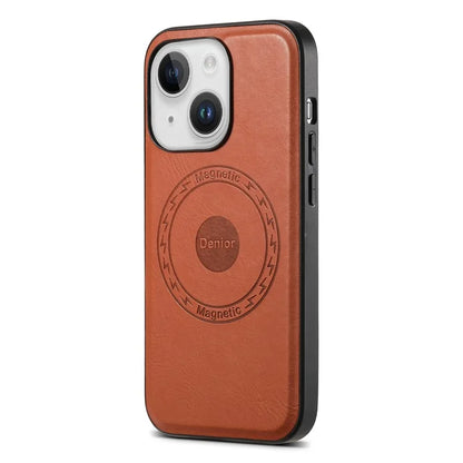 DENIOR For iPhone 15 Plus Magnetic Case Compatible with MagSafe Leather+PC+TPU Cover