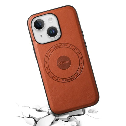 DENIOR For iPhone 15 Plus Magnetic Case Compatible with MagSafe Leather+PC+TPU Cover