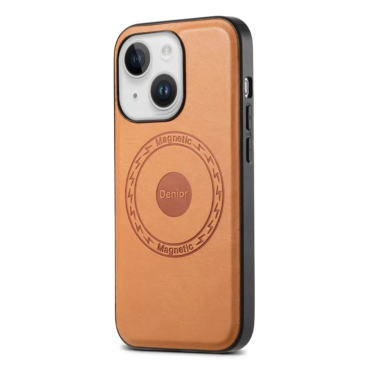 DENIOR For iPhone 15 Plus Magnetic Case Compatible with MagSafe Leather+PC+TPU Cover