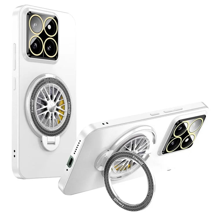 VOERO For Xiaomi 14 Pro PC Case Rotating Gyro Kickstand Phone Case with Lens Film