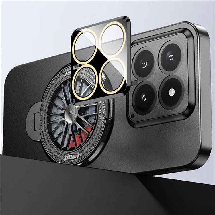 VOERO For Xiaomi 14 Pro PC Case Rotating Gyro Kickstand Phone Case with Lens Film