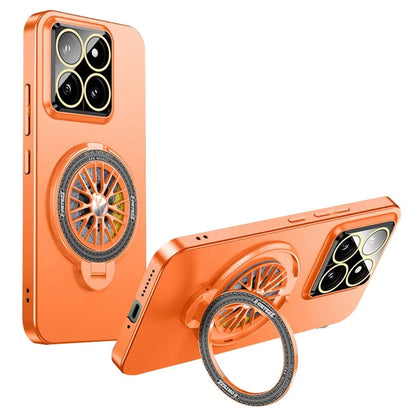 VOERO For Xiaomi 14 Pro PC Case Rotating Gyro Kickstand Phone Case with Lens Film