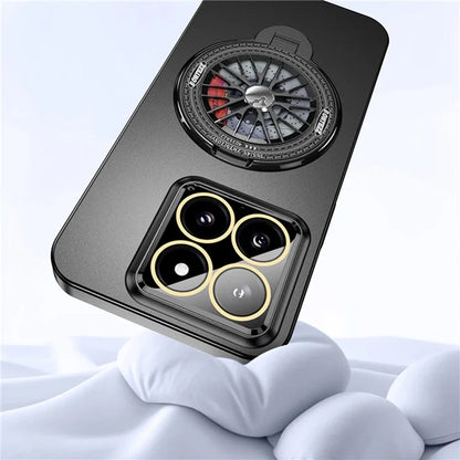 VOERO For Xiaomi 14 Pro PC Case Rotating Gyro Kickstand Phone Case with Lens Film