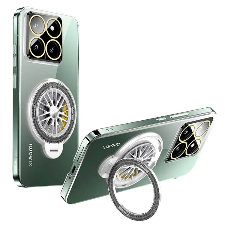 VOERO For Xiaomi 14 Pro PC Case Rotating Gyro Kickstand Phone Case with Lens Film