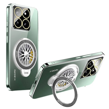 VOERO For Xiaomi 14 Pro PC Case Rotating Gyro Kickstand Phone Case with Lens Film