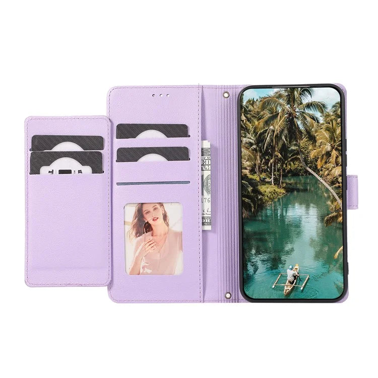 For Google Pixel 8 Pro Shockproof Phone Cases Leather Folio Flip Cover with Mirror