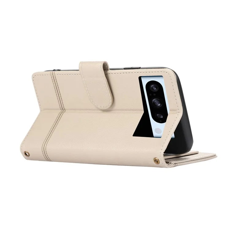 For Google Pixel 8 Pro Shockproof Phone Cases Leather Folio Flip Cover with Mirror