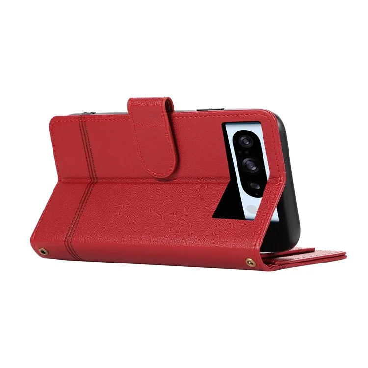 For Google Pixel 8 Pro Shockproof Phone Cases Leather Folio Flip Cover with Mirror