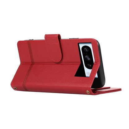 For Google Pixel 8 Pro Shockproof Phone Cases Leather Folio Flip Cover with Mirror