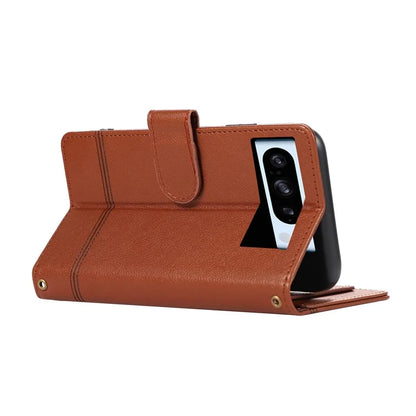 For Google Pixel 8 Pro Shockproof Phone Cases Leather Folio Flip Cover with Mirror