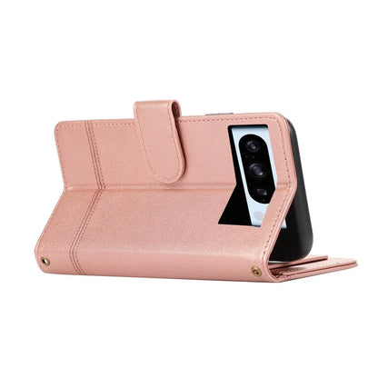 For Google Pixel 8 Pro Shockproof Phone Cases Leather Folio Flip Cover with Mirror