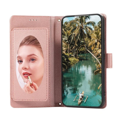 For Google Pixel 8 Pro Shockproof Phone Cases Leather Folio Flip Cover with Mirror