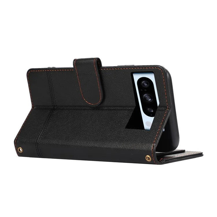 For Google Pixel 8 Pro Shockproof Phone Cases Leather Folio Flip Cover with Mirror