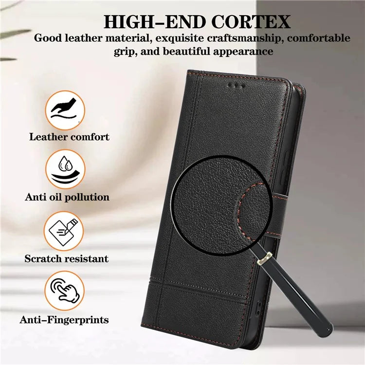 For Google Pixel 8 Pro Shockproof Phone Cases Leather Folio Flip Cover with Mirror