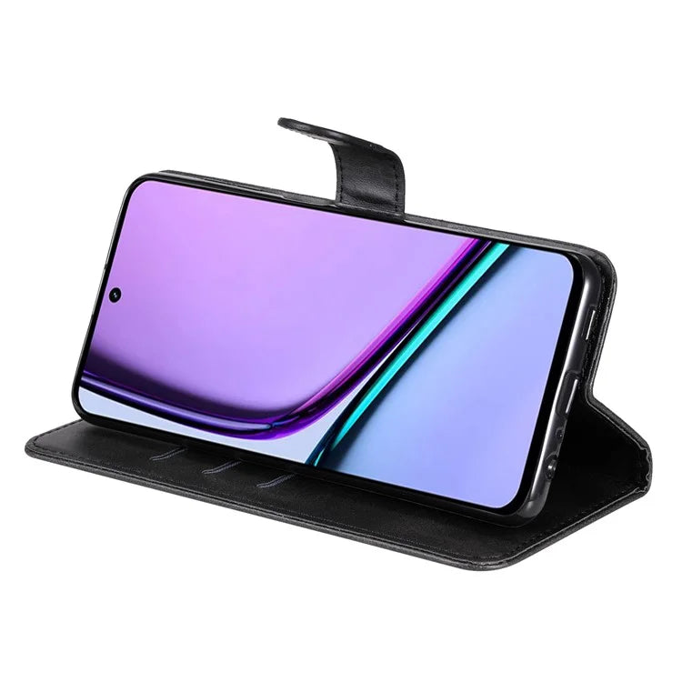 For Realme C67 4G Case Calf Texture Leather Phone Cover Zipper Pocket