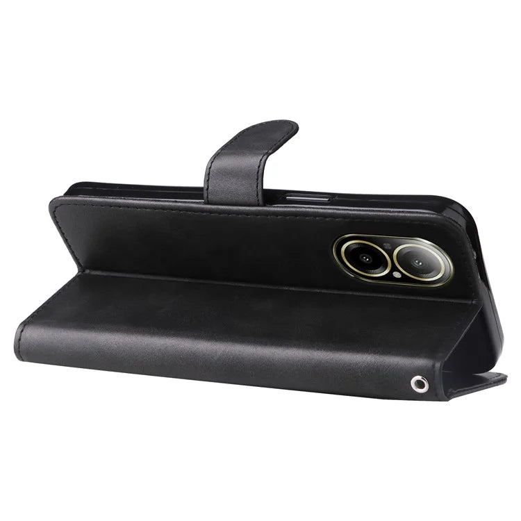 For Realme C67 4G Case Calf Texture Leather Phone Cover Zipper Pocket