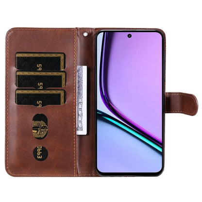 For Realme C67 4G Case Calf Texture Leather Phone Cover Zipper Pocket