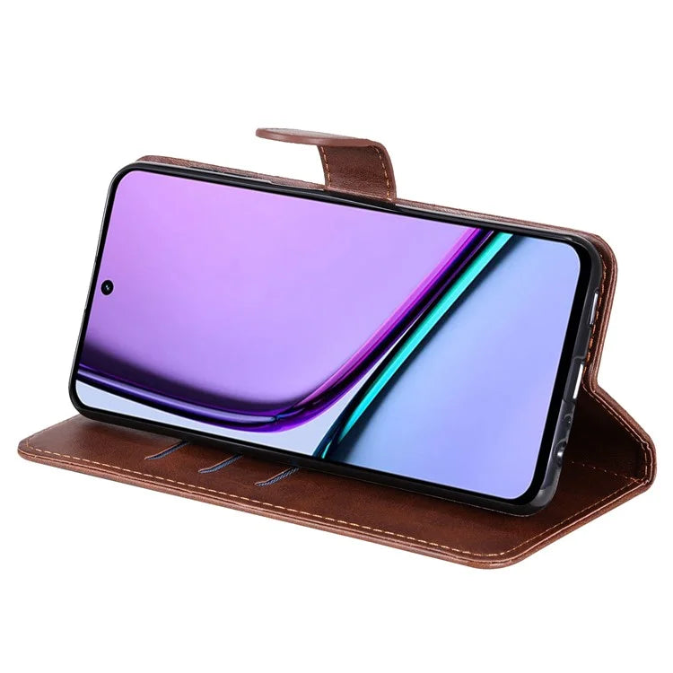 For Realme C67 4G Case Calf Texture Leather Phone Cover Zipper Pocket