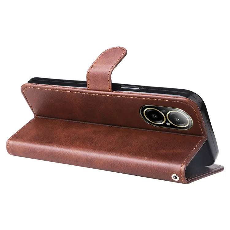 For Realme C67 4G Case Calf Texture Leather Phone Cover Zipper Pocket