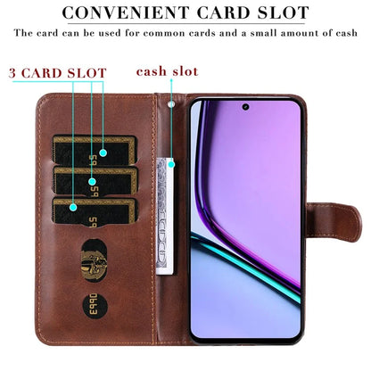 For Realme C67 4G Case Calf Texture Leather Phone Cover Zipper Pocket