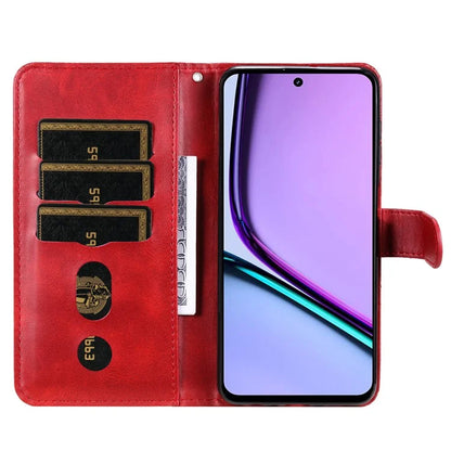 For Realme C67 4G Case Calf Texture Leather Phone Cover Zipper Pocket
