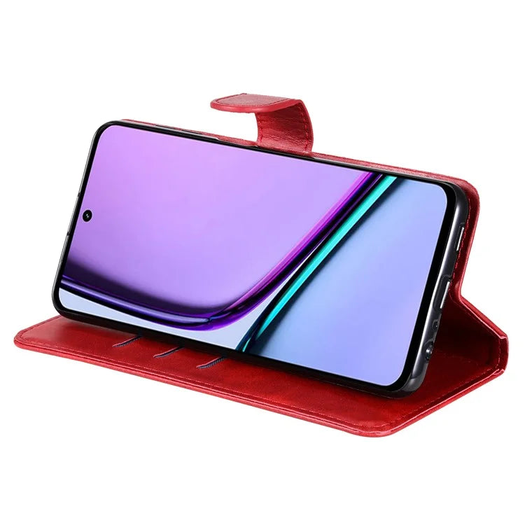 For Realme C67 4G Case Calf Texture Leather Phone Cover Zipper Pocket