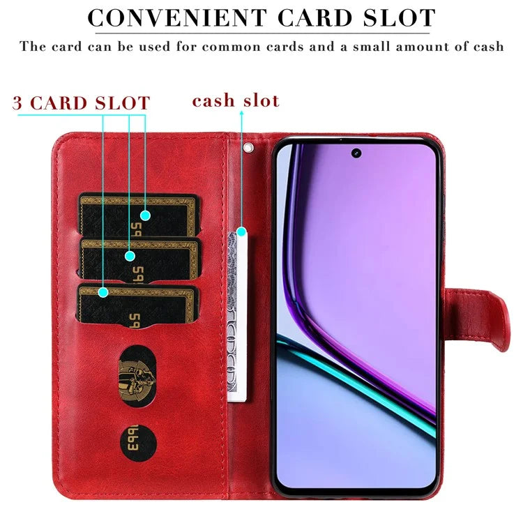 For Realme C67 4G Case Calf Texture Leather Phone Cover Zipper Pocket