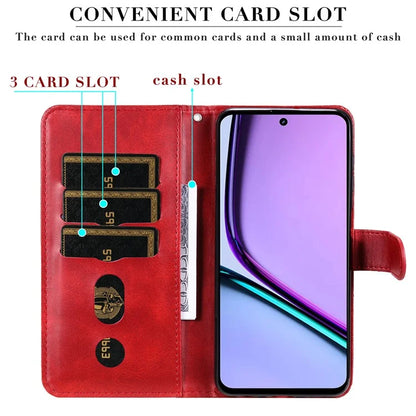 For Realme C67 4G Case Calf Texture Leather Phone Cover Zipper Pocket