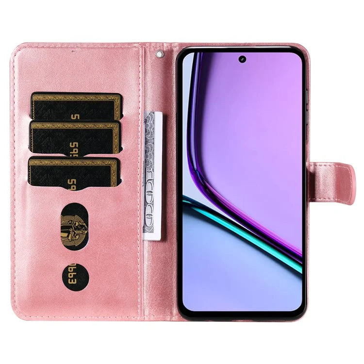 For Realme C67 4G Case Calf Texture Leather Phone Cover Zipper Pocket