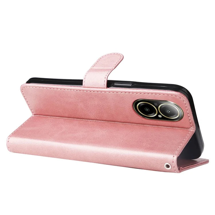 For Realme C67 4G Case Calf Texture Leather Phone Cover Zipper Pocket